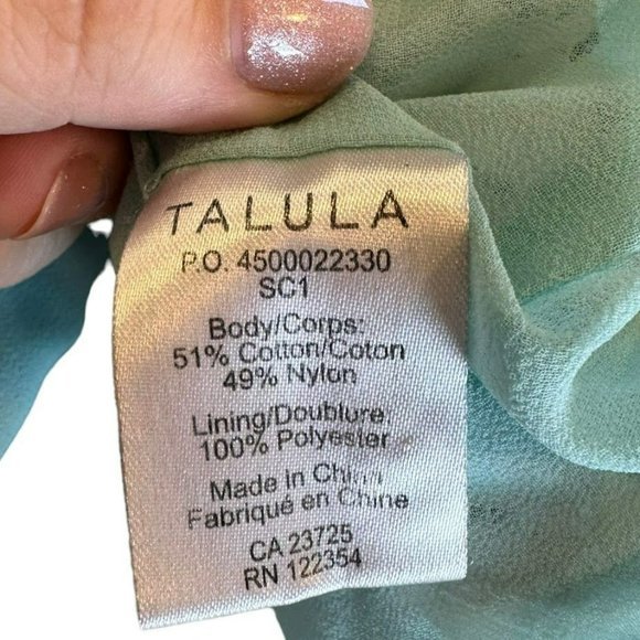 Aritzia Talula White Lace Blue Underlay Short Sleeve Blouse Womens M - Picture 6 of 6